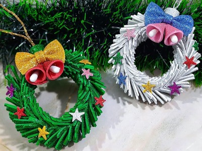 Christmas Wreath Ornament From Glitter Foam | DIY Christmas Decoration Ideas | Christmas Tree Decor