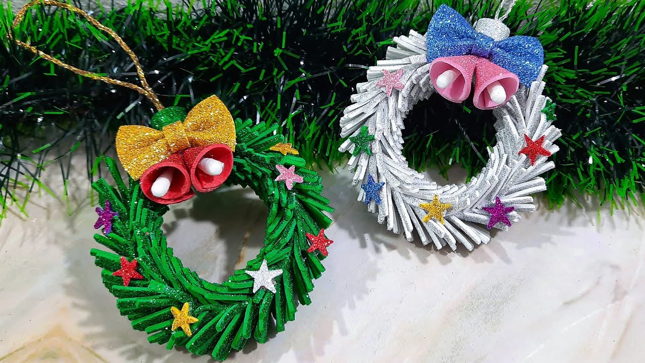 Christmas Wreath Ornament From Glitter Foam | DIY Christmas Decoration Ideas | Christmas Tree Decor