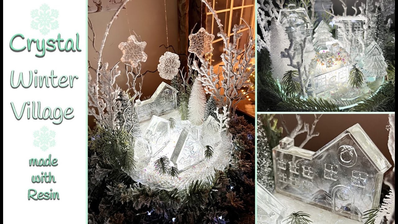 Crystal Winter Village with Resin that looks like ICE SCULPTURES