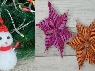 DIY Christmas Ornaments | How to make Foam Sheet Snowflake and Snowman | Christmas Easy  Decor Ideas