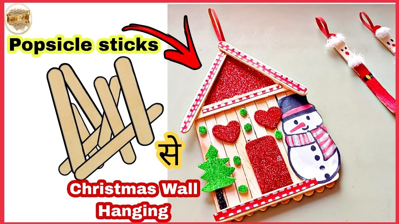 DIY Christmas Special Wall Hanging with Popsicle sticks.christmas decoration ideas Best out of waste