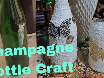 Diy Home Decor From Champagne bottle || plaster| Recycled Items