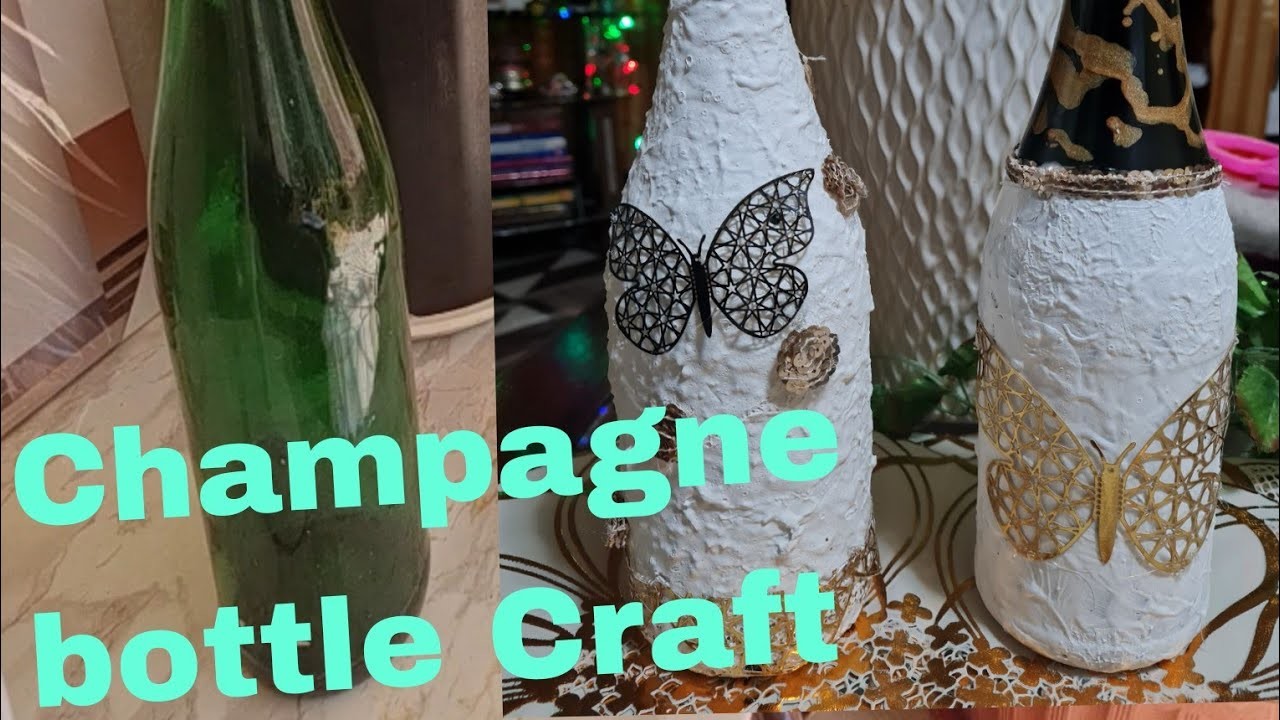 Diy Home Decor From Champagne bottle || plaster| Recycled Items