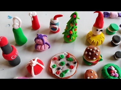 DIY How to make miniature realistic food with polymer clay | Christmas gifts,Tree, Santa