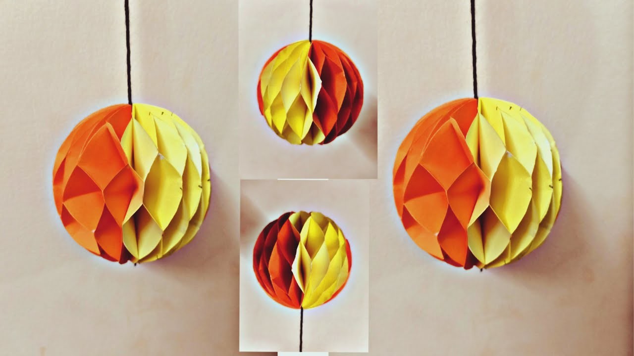 Diy Paper Honeycomb Ball. Easy Paper Decoration.Easy Home Decor.Easy Wall Hanging Craft