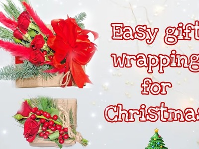 Easy Gift Wrapping for Christmas | Tutorial | DIY Gift Wrap | Gift with Flowers #giftwrap