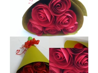 How to make paper rose flower bouquet how to make paper rose flower bouquet diy paper craft