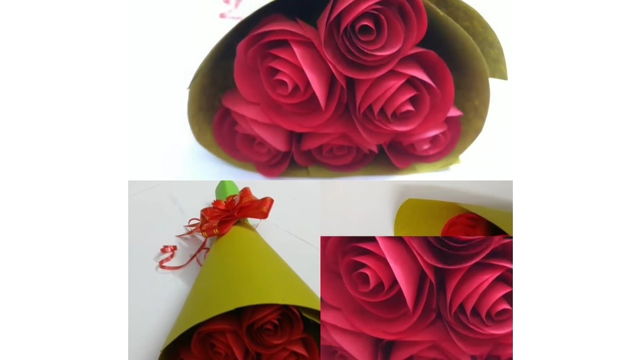 How to make paper rose flower bouquet how to make paper rose flower bouquet diy paper craft