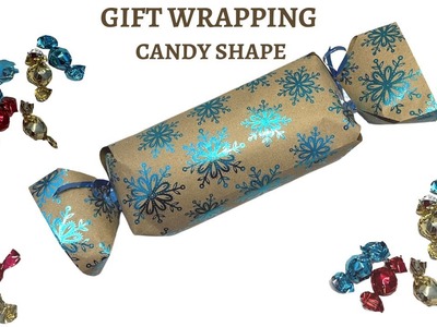 How to wrap a gift  candy shape DIY easy gift wrapping idea irregular gift for Christmas new year