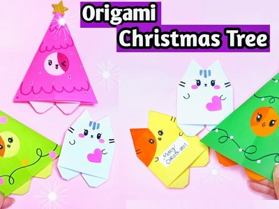 Origami Cat in Christmas Tree | Christmas Paper craft Ideas