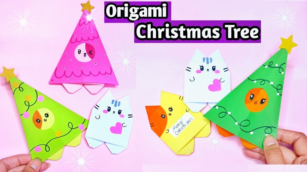Origami Cat in Christmas Tree | Christmas Paper craft Ideas