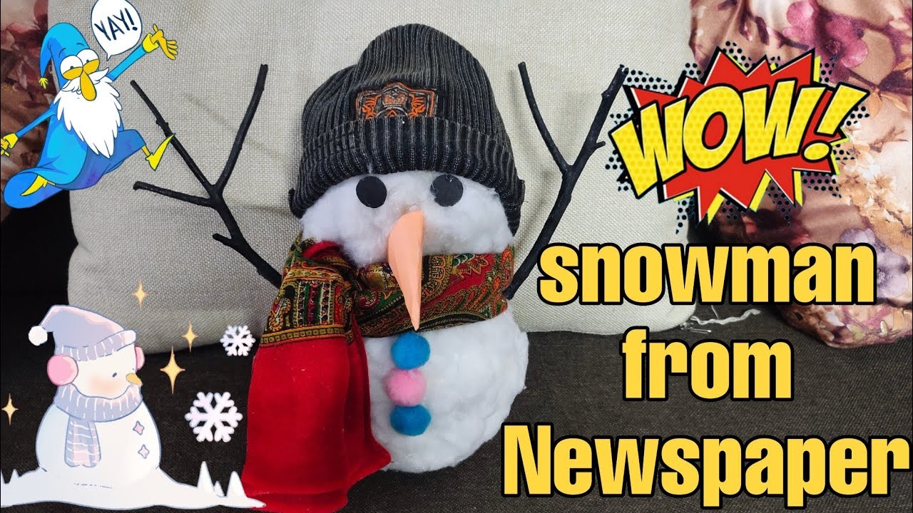 Snowman | Christmas | decorations | newspaper craft | best out of waste |