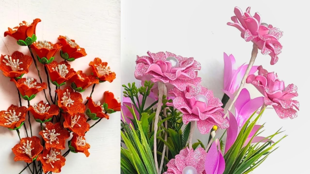 2 ideas | foamiran Flowers | flower making | DIY | foam crafts | tutorials
