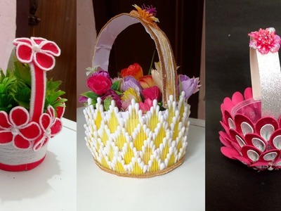 3 BEAUTIFUL AND ELEGANT BASKET MAKING IDEAS????|| BASKET FROM DIFFERENT MATERIALS