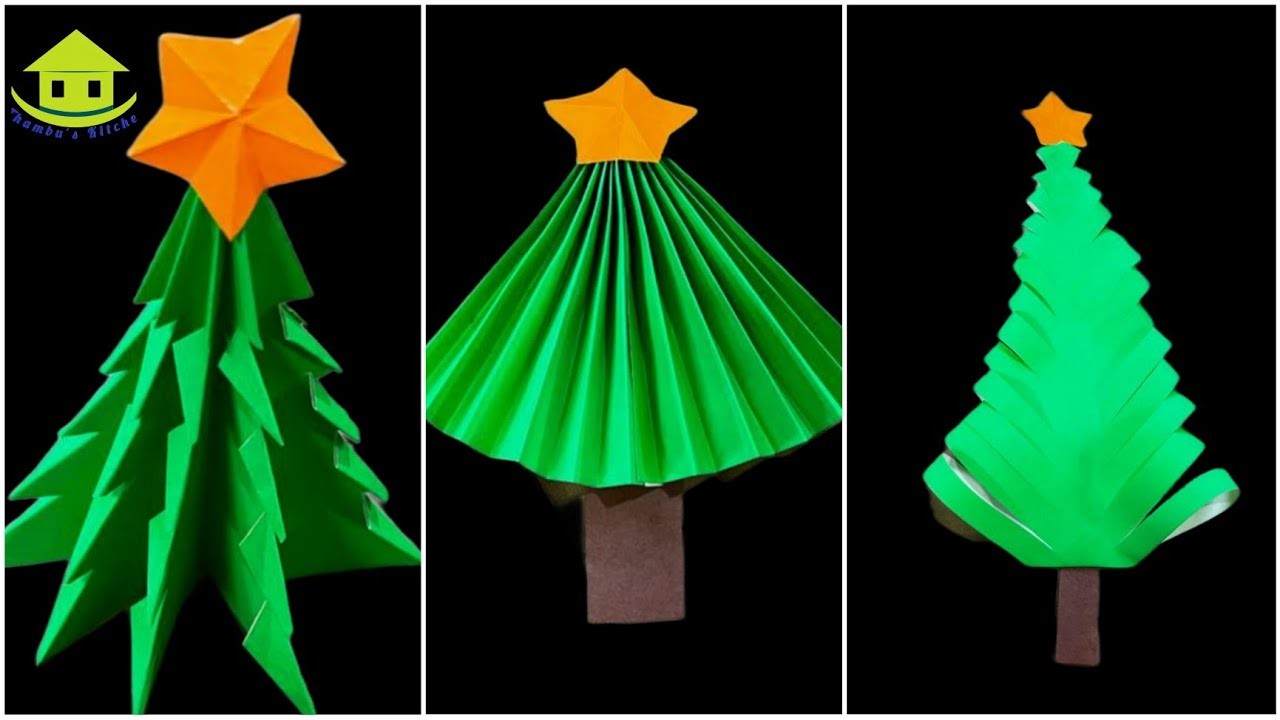 3 types of mini christmas tree | paper craft | paper christmas tree tutorial