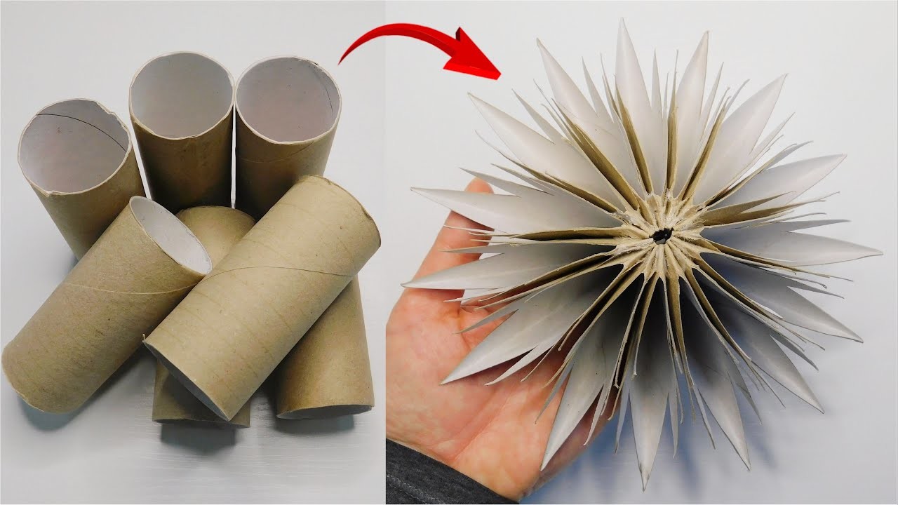 Amazing Paper Star DIY. Easy Toilet Paper Roll Crafts. Handmade Recycled Decoration Idea