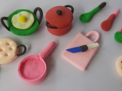 Amazing technique make kitchen set with polymer clay |miniature clay kitchen set|primitive kitchen |
