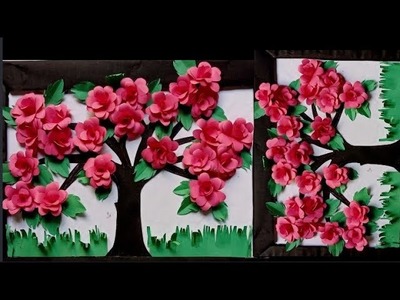 Best paper craft wall hanging. Rose paper flower wall decoration. paper wall mate. by kriti com