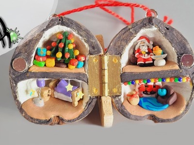 Christmas - in a Walnut Shell ???????? Miniatur Puppenhaus mit Fimo (Polymer Clay)