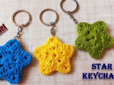 Crochet key holder tutorial | crochet star keychain | key holder crochet
