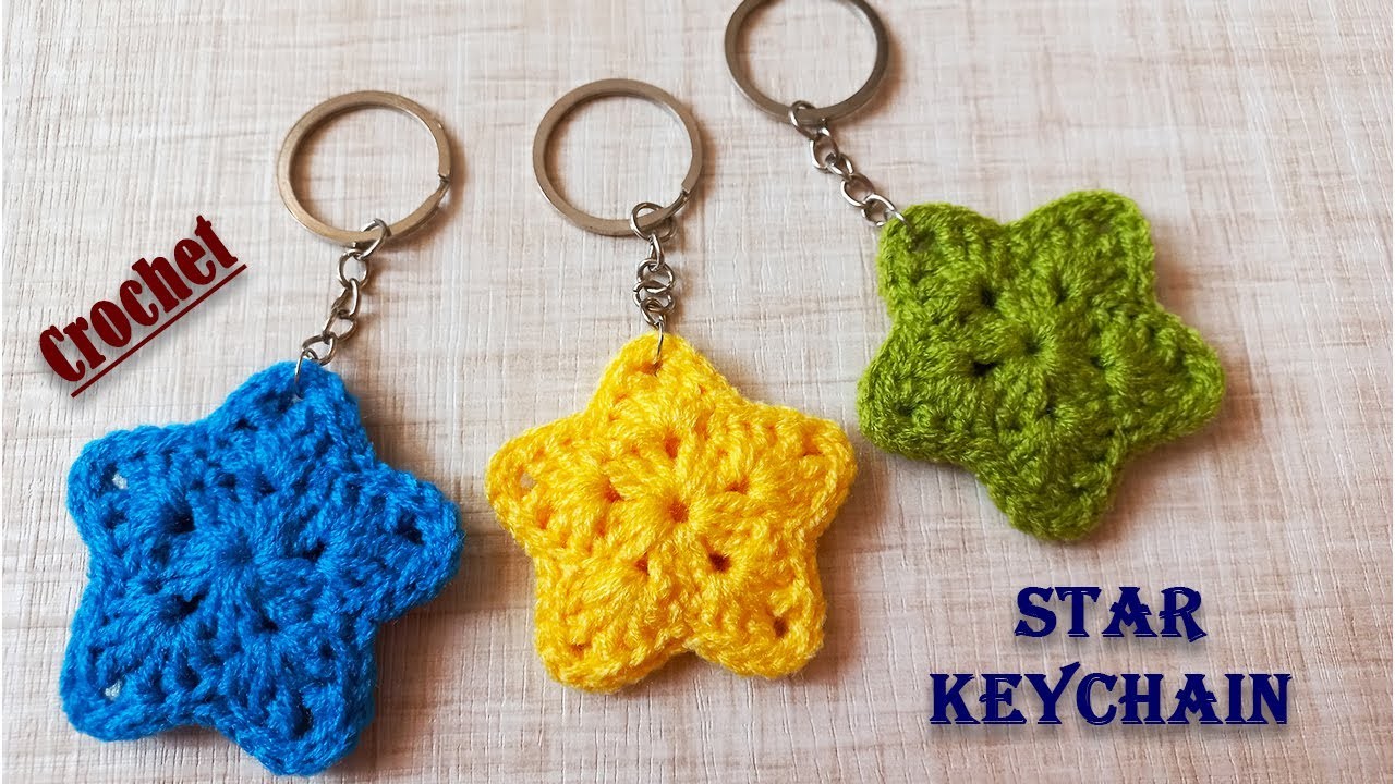 Crochet key holder tutorial | crochet star keychain | key holder crochet