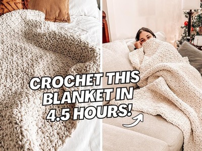 Crochet this blanket in 4.5 hours! Beginner friendly pattern | CJ Design Blog