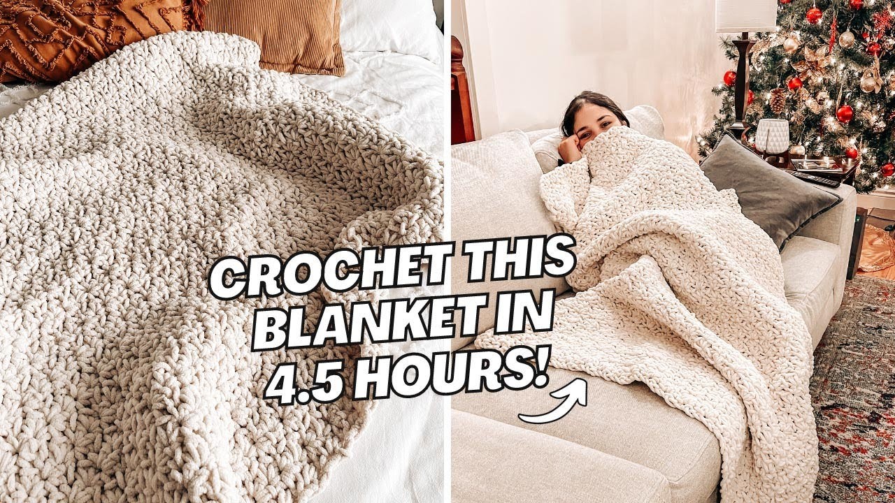 Crochet this blanket in 4.5 hours! Beginner friendly pattern | CJ Design Blog