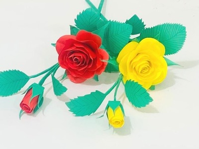 DIY Easy Paper Rose Flower! Origami Paper Rose Flower! Ruba Craft Creations
