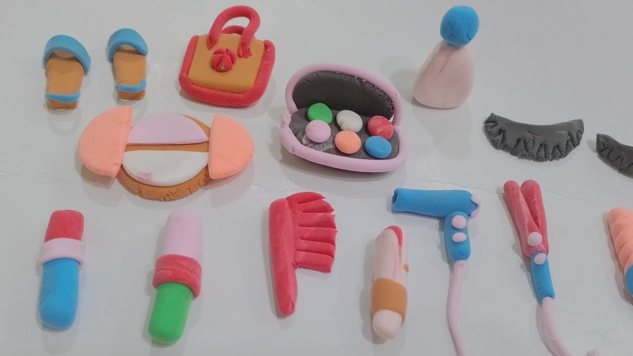 DIY How to make miniature makeup kit with polymer clay | Makeup set with clay