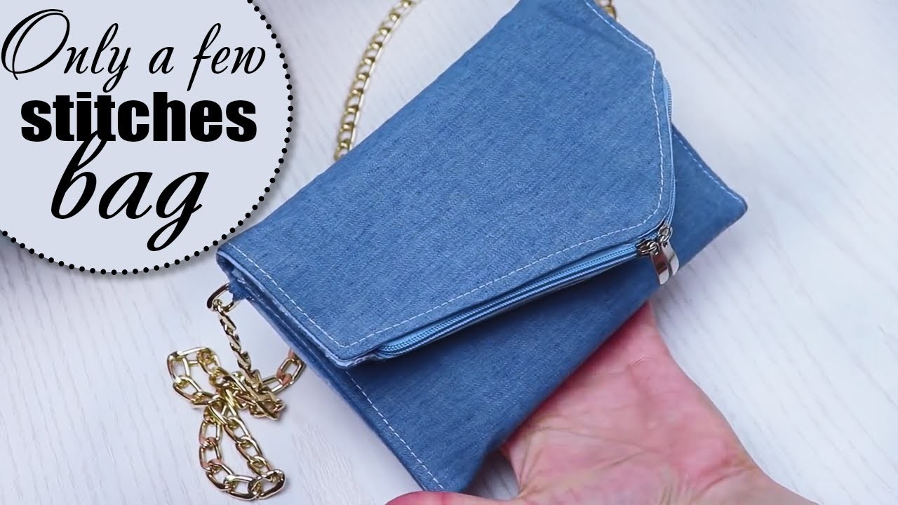 DIY JEANS PURSE CrossBody Small Zipper Bag | Three Pockets Tutorial