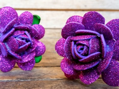 DIY Paper Flower Glitter Foam Super Easy | How to Make Rose Flower Craft | Trick Paper Flower