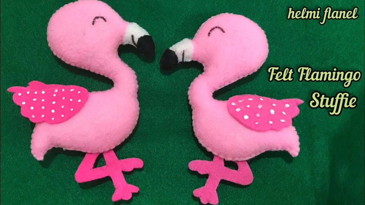 Felt Flamingo Stuffie, Flamingo Ornaments, Cara Membuat Flamingo dari Kain Flanel