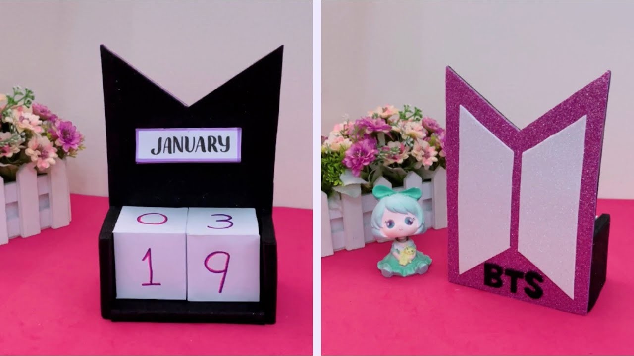 How to make BTS desk calendar. diy calendar. diy bts crafts. paper craft for school. Kpop crafts