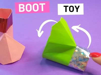 How to make origami Christmas Santa boot EASY.cute Paper Christmas Santa boot toy origami