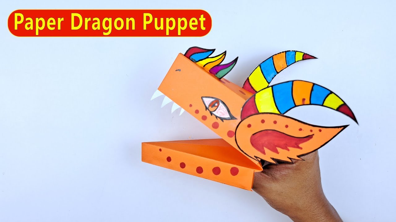 How to Make Paper Dragon Puppet.DIY Paper Dragon.Easy Paper Crafts
