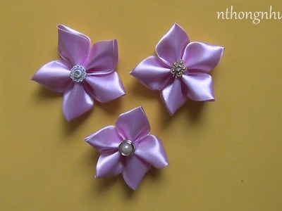 ???? How to make ribbon flowers ???? Satin Ribbon Rose flowers ???? Ribbon Flower With Joyce