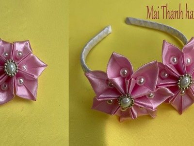 ???? How to make ribbon headband ???? Satin Ribbon Rose flowers ???? Ribbon Flower With Joyce