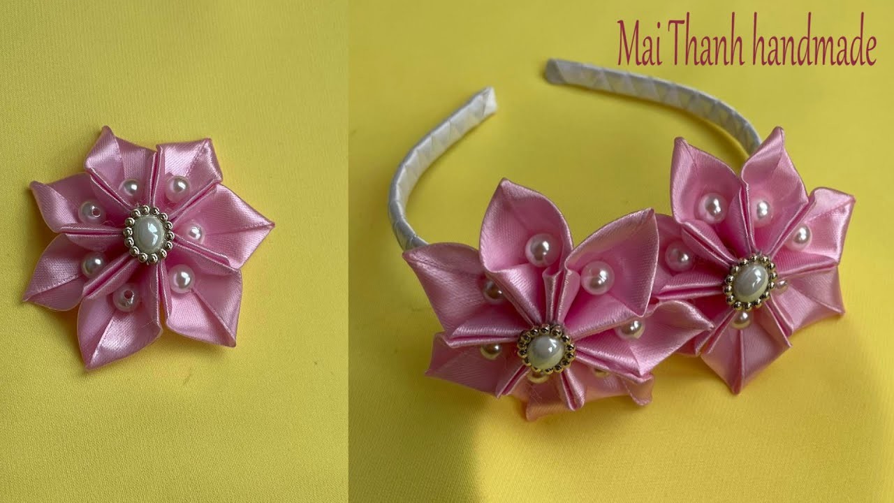 ???? How to make ribbon headband ???? Satin Ribbon Rose flowers ???? Ribbon Flower With Joyce