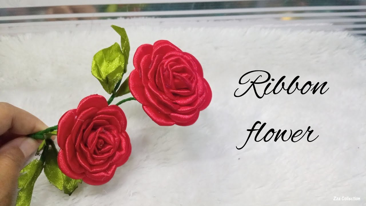 How to make rose flower,ribbon flower,bunga mawar pita satin