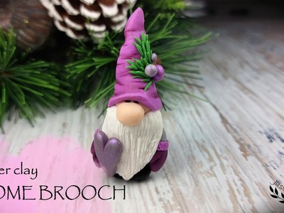 ~JustHandmade~ Polymer clay Christmas gnome - brooch  - tutorial. DIY  jewelry
