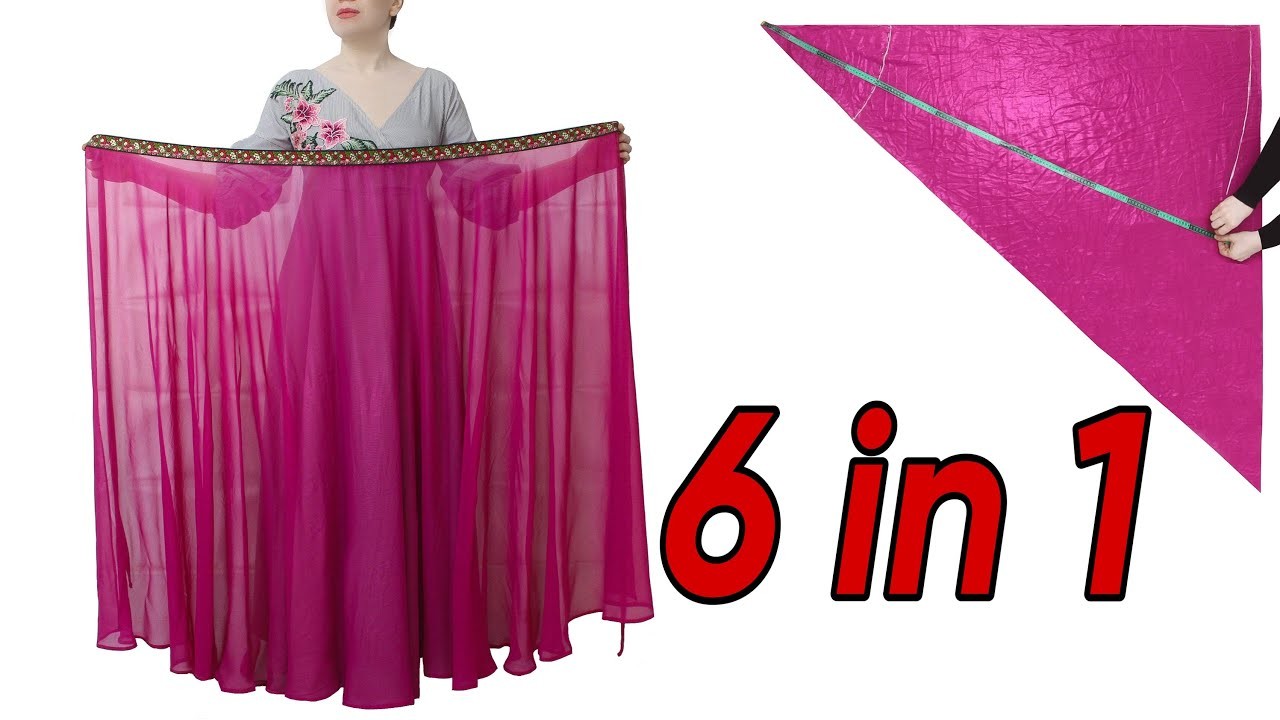 Make 1 Easy Circle Skirt, Wear in 6 Different Ways! +6 WAYS DIY