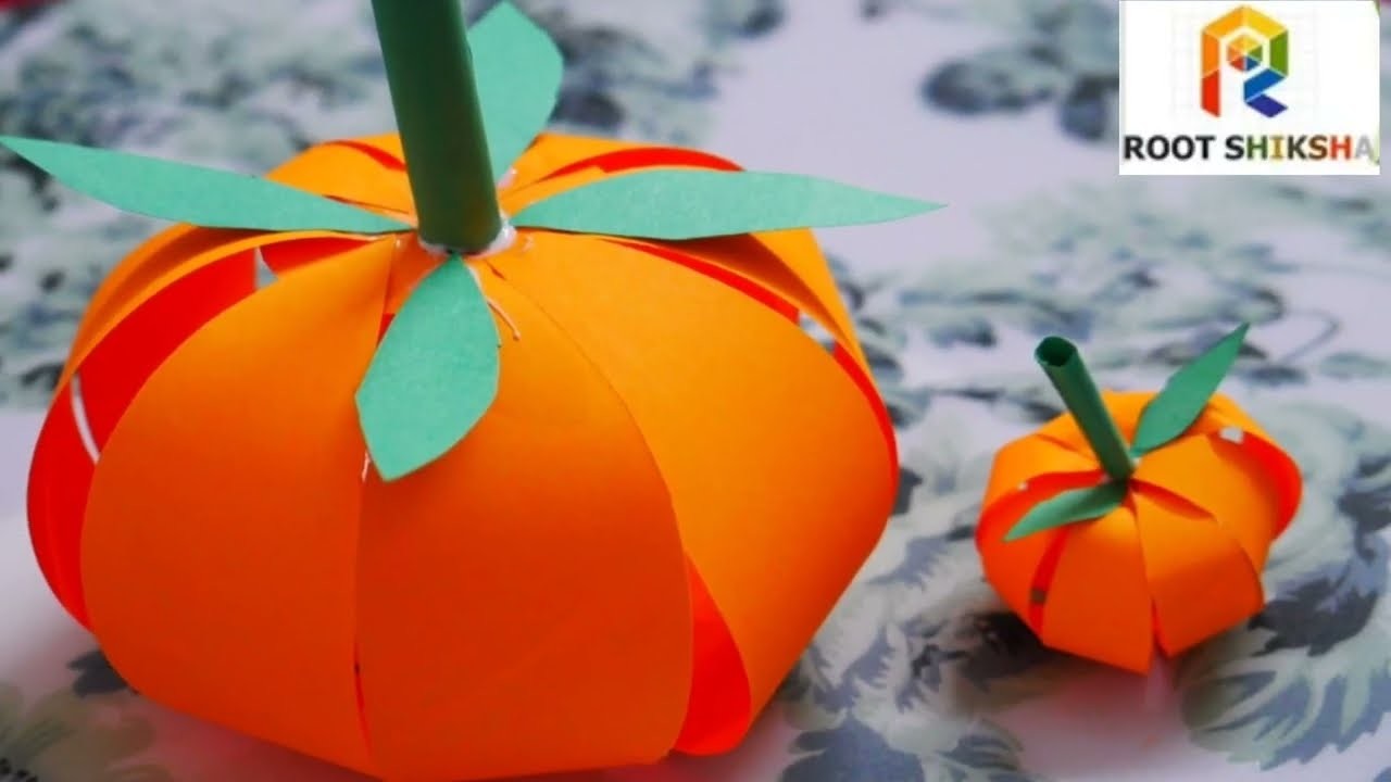 Make Halloween Pumpkin using Paper. Halloween Decoration. Origami Pumpkin .  Halloween Craft