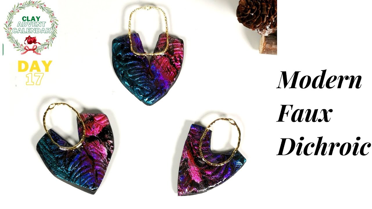 Modern Faux Dichroic Polymer Clay Tutorial with Beebeecraft Supplies - Day 17 Clay Advent Calendar