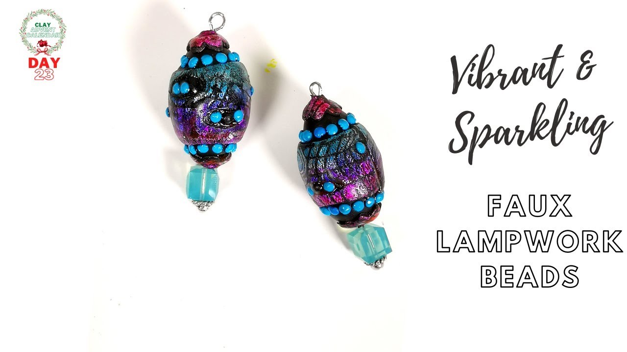 NEW Vibrant and Sparkling Faux Lampwork Beads Polymer clay tutorial - Day 23