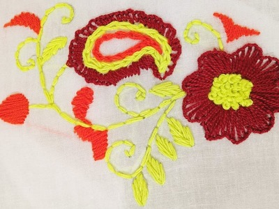 Viral border line hand embroidery.Unique & Easy flower stitch for beginner.ful shelai.সহজ ফুল সেলাই????