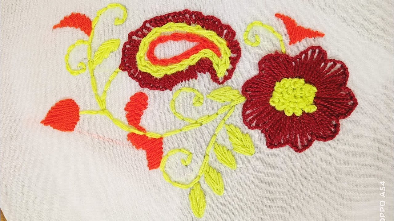 Viral border line hand embroidery.Unique & Easy flower stitch for beginner.ful shelai.সহজ ফুল সেলাই????