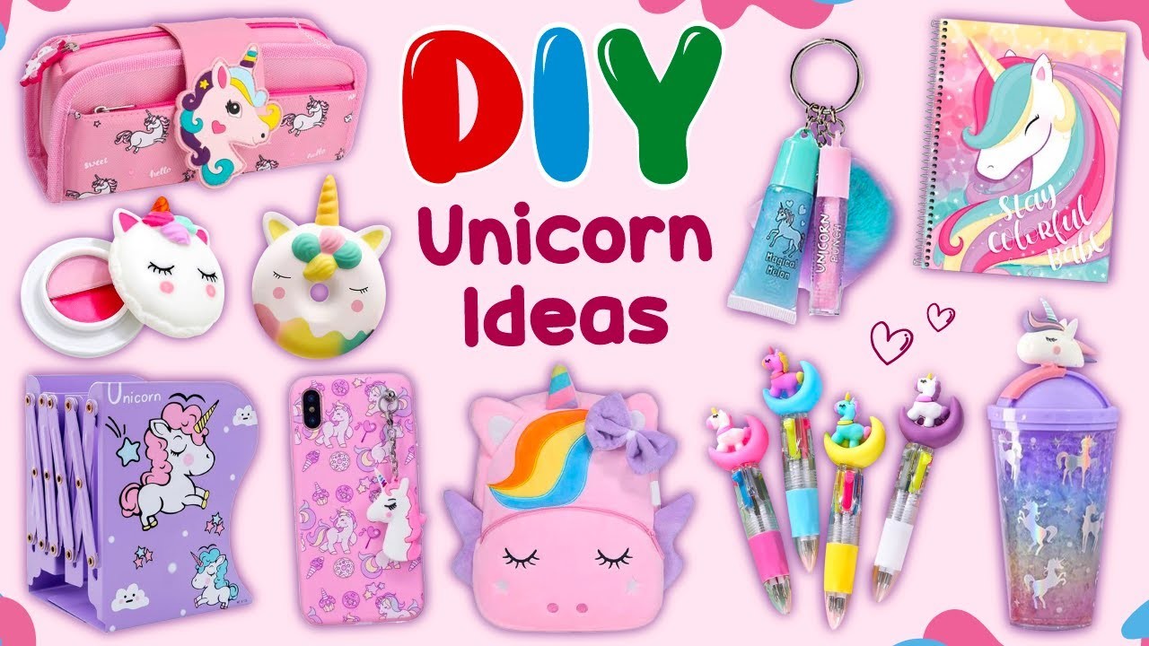 14 DIY - CUTE UNICORN IDEAS - Unicorn School Supplies - Room Decor and more…