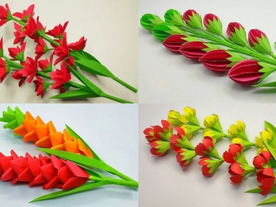 4 Easy Simple Paper Flowers | Flower Making | DIY Crafts