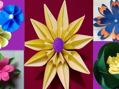 5 Diy Paper Flower.Paper Flowers Easy.5 Easy Paper Flower Cutting Ideas