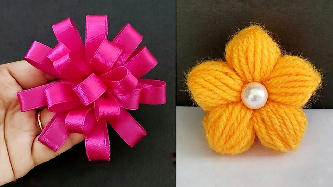 Beautiful Woolen Flower Making Trick - Embroidery Flower Making Trick - DIY Wool Crafts - diy flower